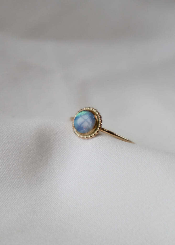 Opal gold beaded ring