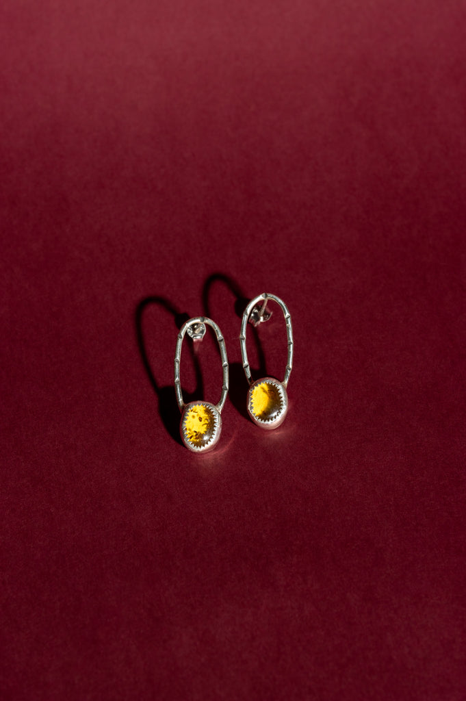 Stamped Drop Earrings - Amber