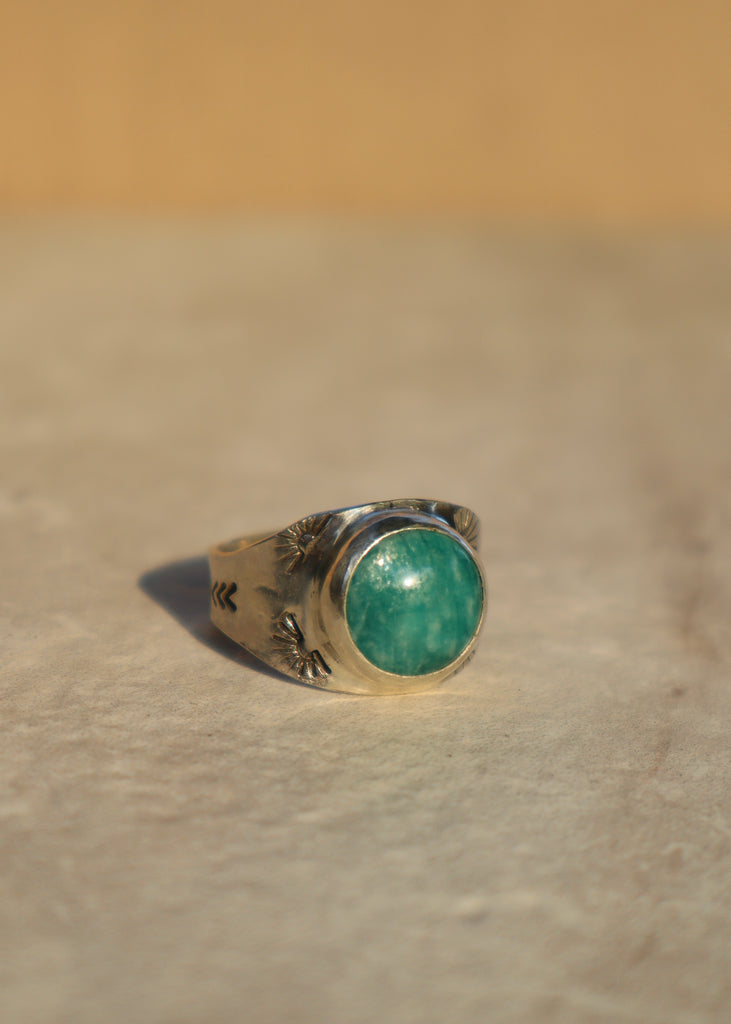 Amazonite Stamped Ring