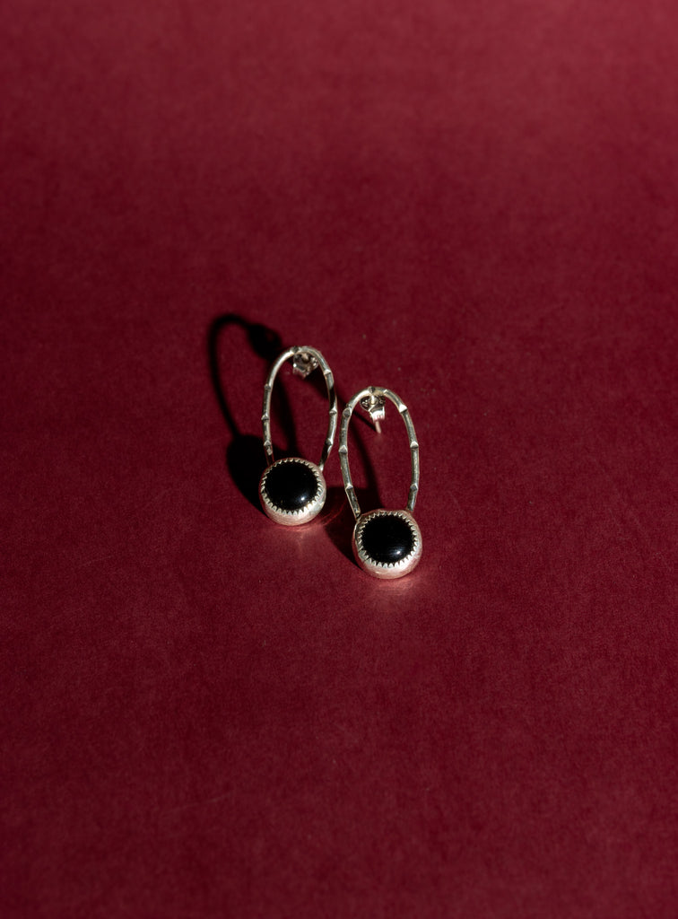 Stamped Drop Earrings - Onyx