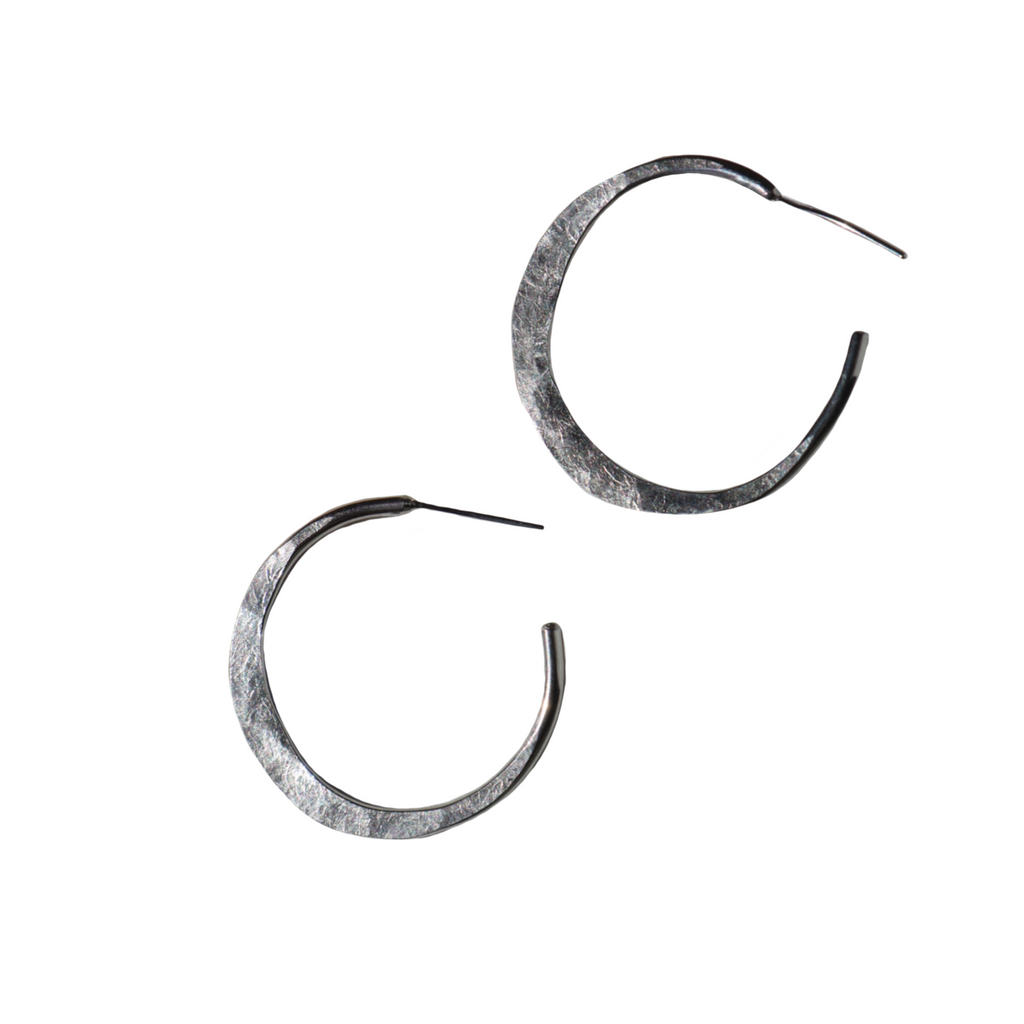 Flat Hammered Hoops Silver