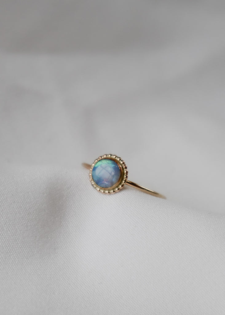 Opal gold beaded ring